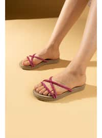 Black - Flat Slippers - Sandal