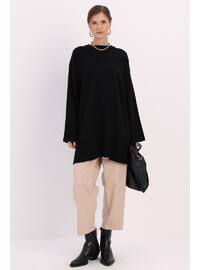 Black - Crew neck - Tunic