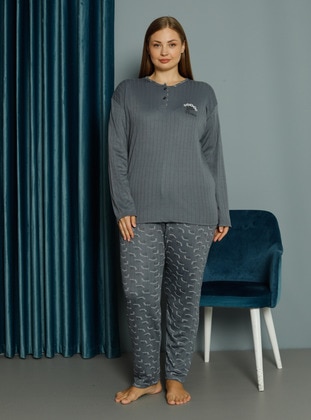 Grey - Pyjama Set - Tampap