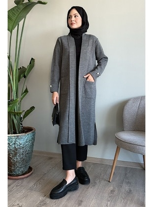 Anthracite - Knit Cardigan - InStyle