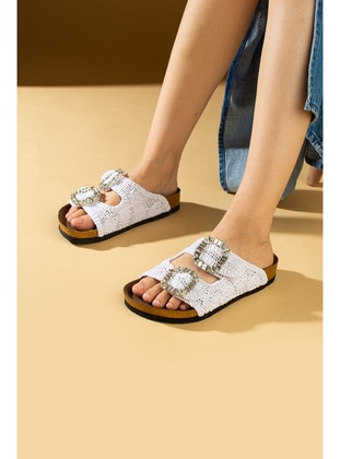 Black - Flat Slippers - Sandal - Pembe Potin