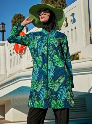 Black - Printed - Burkini - Remsa Mayo