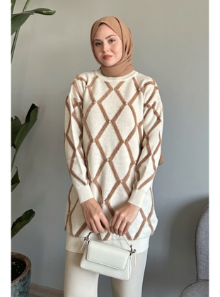 Beige - Knit Sweaters - InStyle