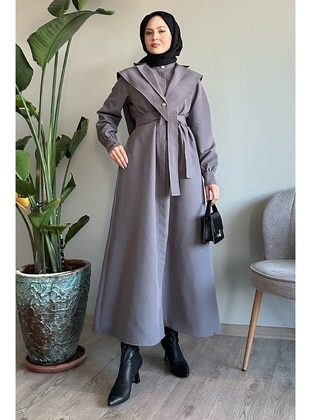 Grey - Trench Coat - InStyle