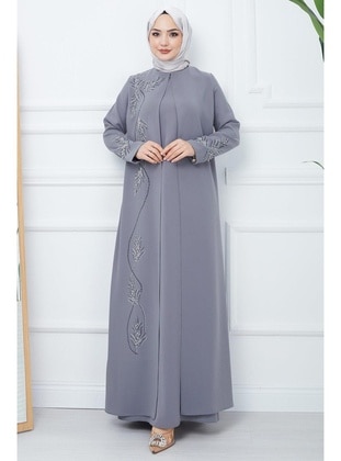 Grey - Modest Dress - Hafsa Mina