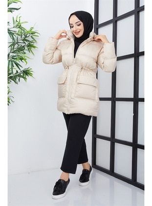 Hafsa Mina Cream Puffer Jackets