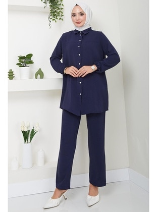 Navy Blue - Suit - Hafsa Mina