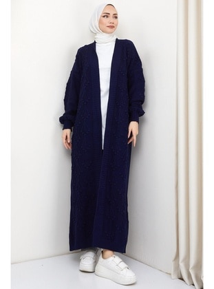 Navy Blue - Knit Cardigan - Hafsa Mina