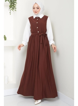 Brown - Modest Dress - Hafsa Mina