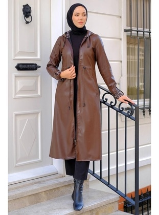 Brown - Trench Coat - Hafsa Mina