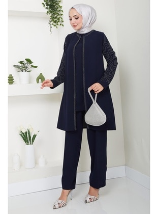 Navy Blue - Suit - Hafsa Mina