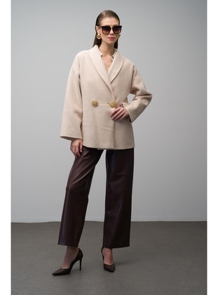 Beige - Coat - Olcay