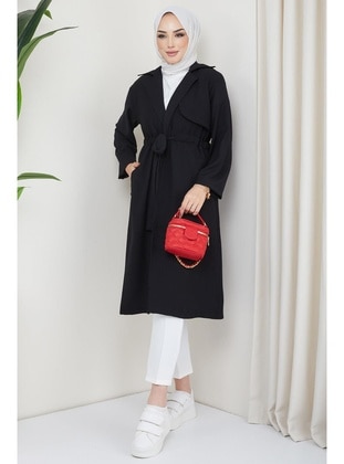 Black - Trench Coat - Hafsa Mina