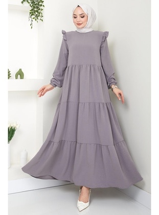 Grey - Modest Dress - Hafsa Mina