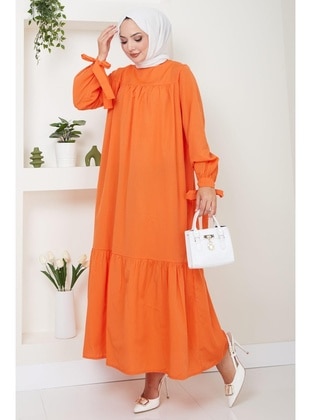 Orange - Modest Dress - Hafsa Mina