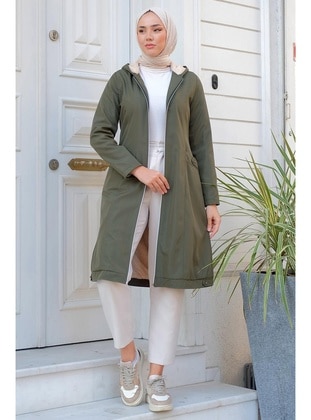 Khaki - Puffer Jackets - Hafsa Mina