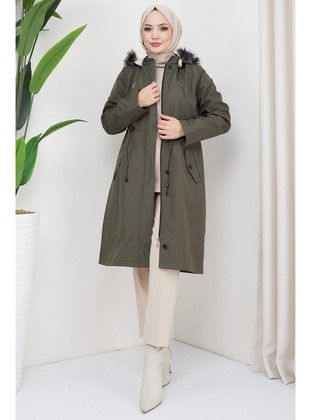 Khaki - Puffer Jackets - Hafsa Mina