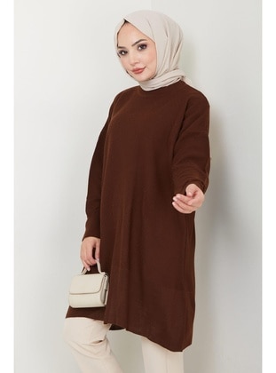 Brown - Knit Tunics - Hafsa Mina