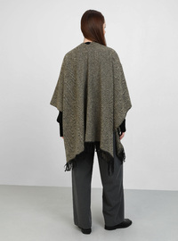 Herringbone Poncho - Mustard