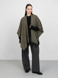 Herringbone Poncho - Mustard