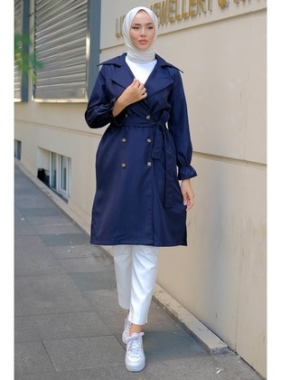 Navy Blue - Topcoat - Hafsa Mina