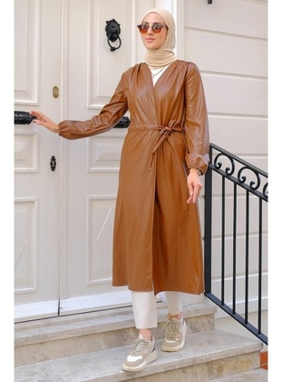 Tan - Topcoat - Hafsa Mina