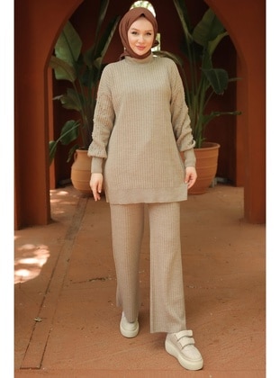 Mink - Unlined - Polo neck - Knit Suits - Hafsa Mina