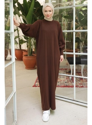 Brown - Modest Dress - Hafsa Mina