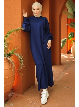 Navy Blue - Modest Dress - Hafsa Mina