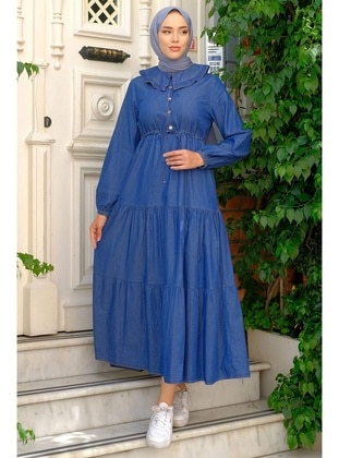 Dark Blue - Modest Dress - Hafsa Mina