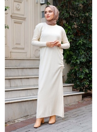 Ecru - Knit Dresses - Bestenur