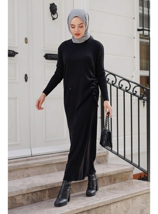 Black - Knit Dresses - Bestenur