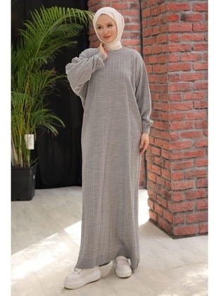 Grey - Modest Dress - Hafsa Mina