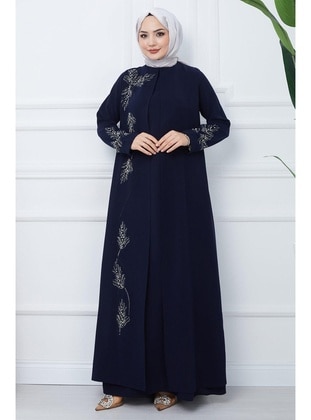 Navy Blue - Modest Dress - Hafsa Mina