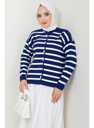 Navy Blue - Knit Cardigan - Hafsa Mina