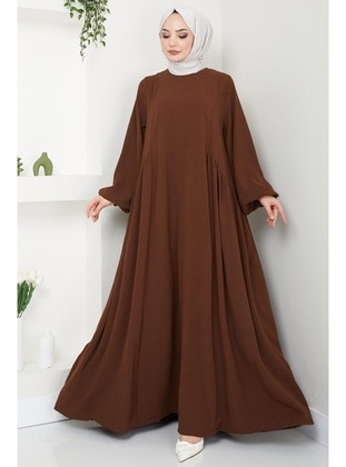 Brown - Modest Dress - Hafsa Mina