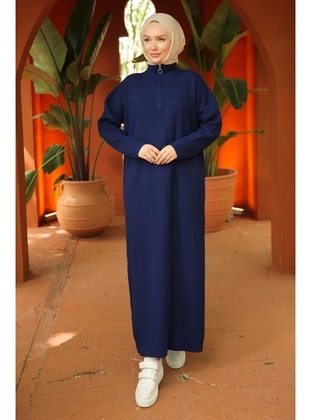 Navy Blue - Modest Dress - Hafsa Mina