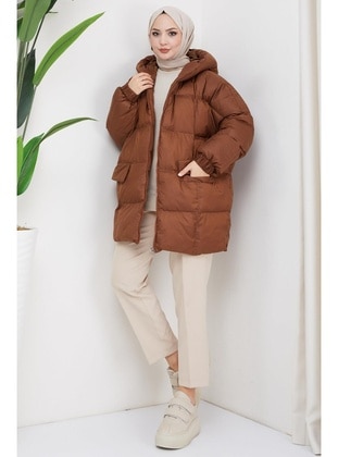 Brown - Puffer Jackets - Hafsa Mina