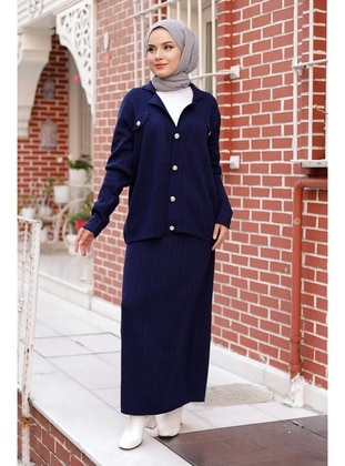 Navy Blue - Knit Suits - Bestenur