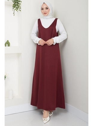 Burgundy - Modest Dress - Hafsa Mina