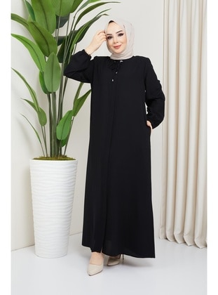 Black - Plus Size Abaya - Hafsa Mina