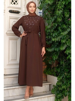 Brown - Modest Dress - Hafsa Mina