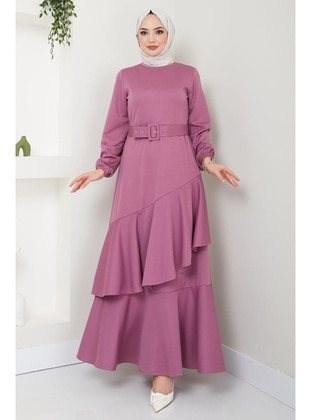 Maroon - Modest Dress - Hafsa Mina