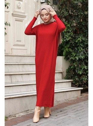 Red - Knit Dresses - Bestenur