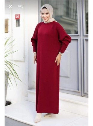 Burgundy - Knit Dresses - Maymara