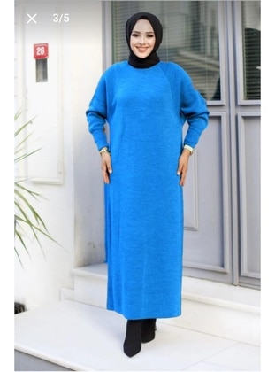 Blue - Knit Dresses - Maymara