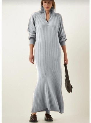 Grey - Knit Dresses - Maymara