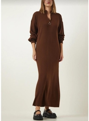 Brown - Knit Dresses - Maymara