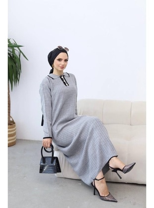 Grey - Knit Dresses - Maymara