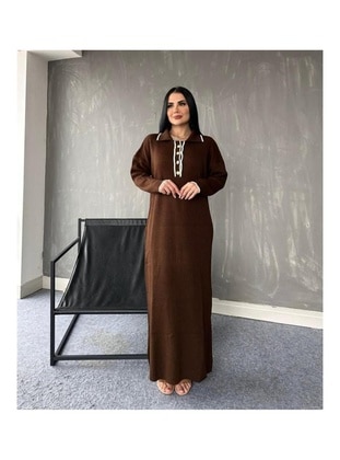 Brown - Knit Dresses - Maymara